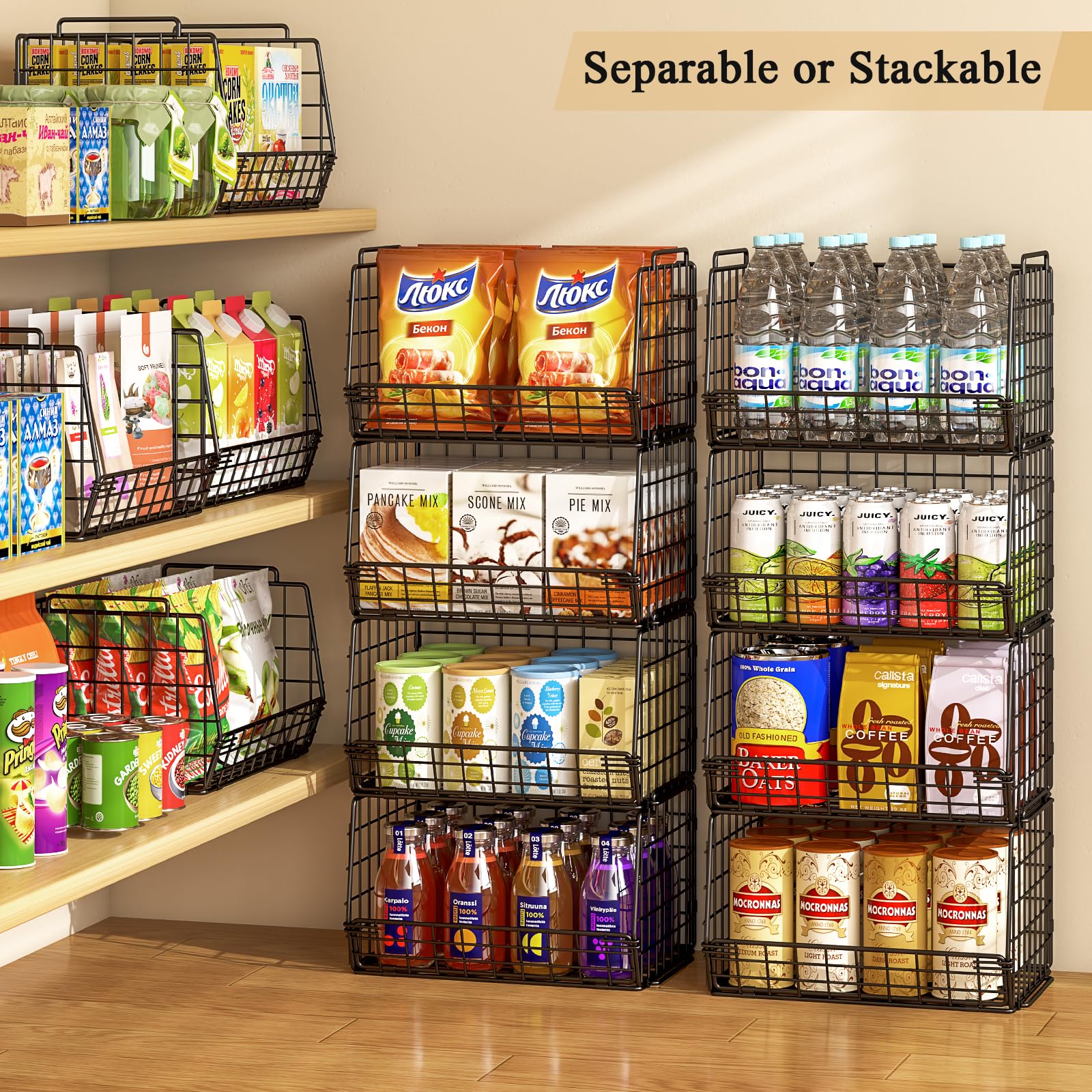 easykitch foldable wire baskets organize spaces with portable design