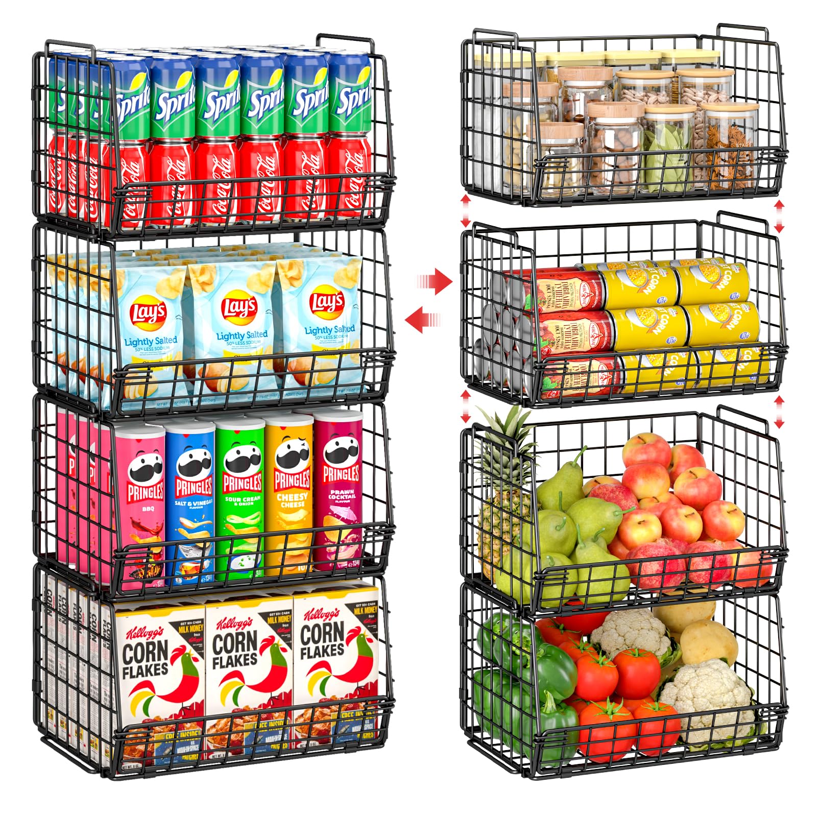 easykitch stackable pantry baskets assembly for quick setup