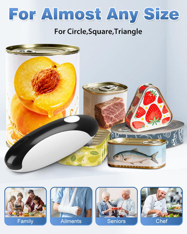 EasyVAVA can opener in use, one-touch operation for hands-free opening.
