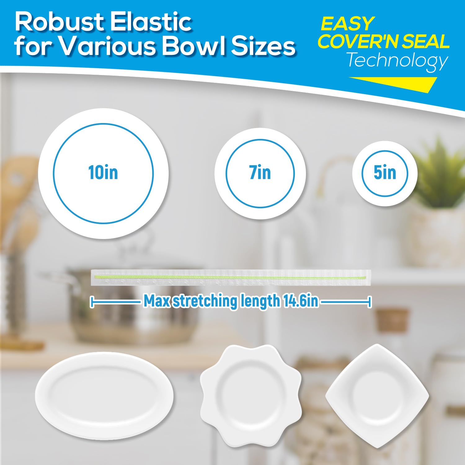 EASYYOURHOME reusable lid stretches to fit 5-7 inch bowls for versatile use