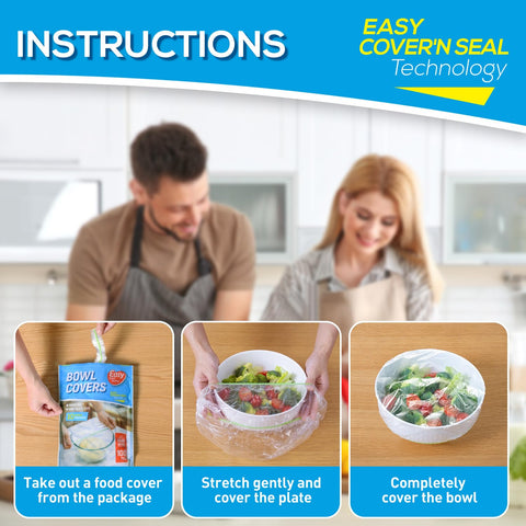EASYYOURHOME easy-stretch lid shown sealing leftovers without tearing