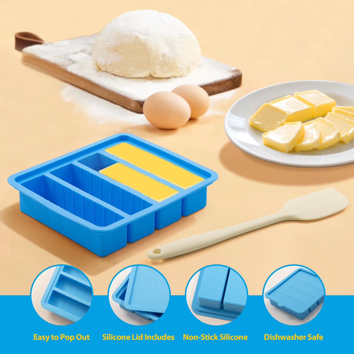 EASYYOURHOME freezer-microwave-safe mold supports freezing and heating butter.