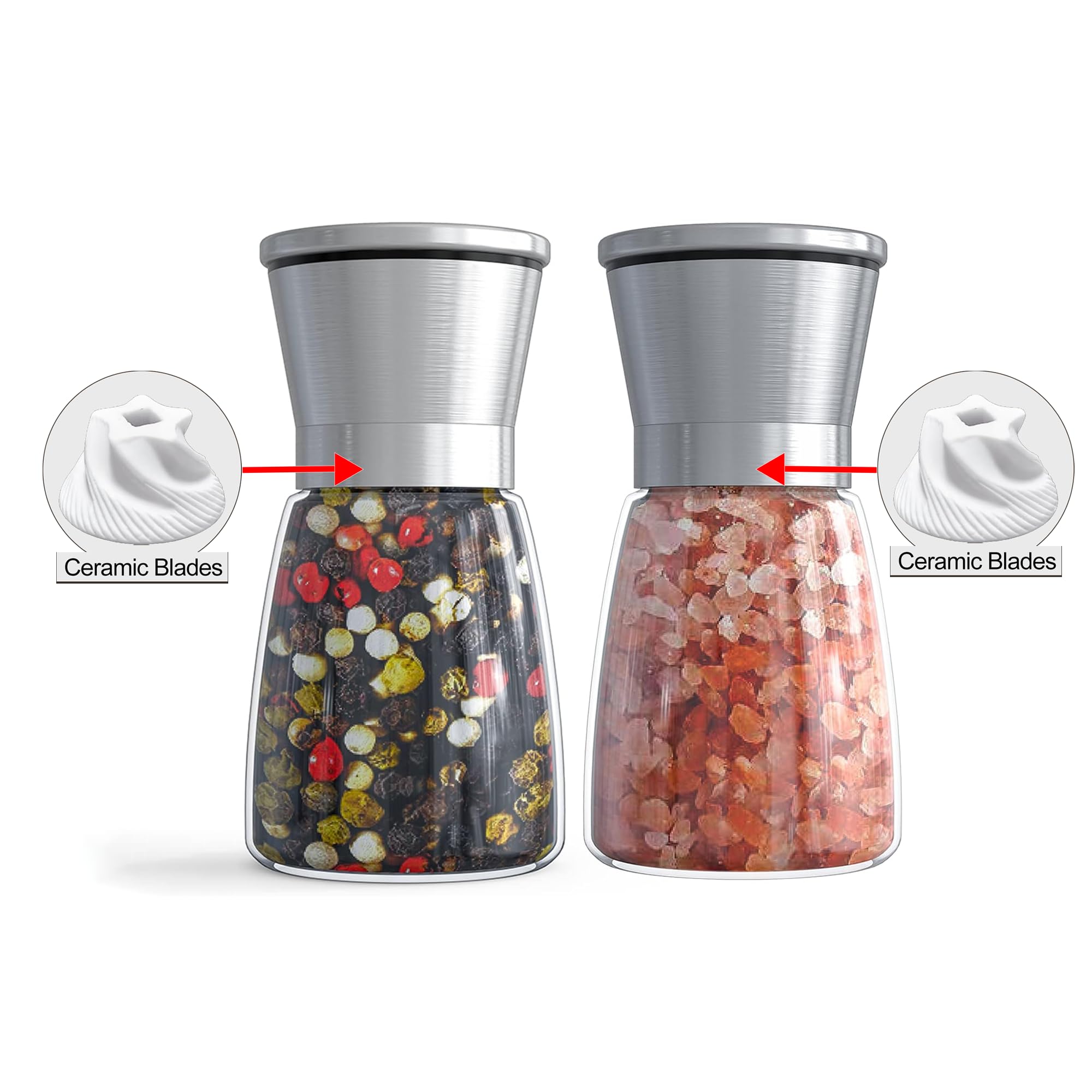 Ebaco grinders feature a ceramic rotor for precise coarseness adjustment.