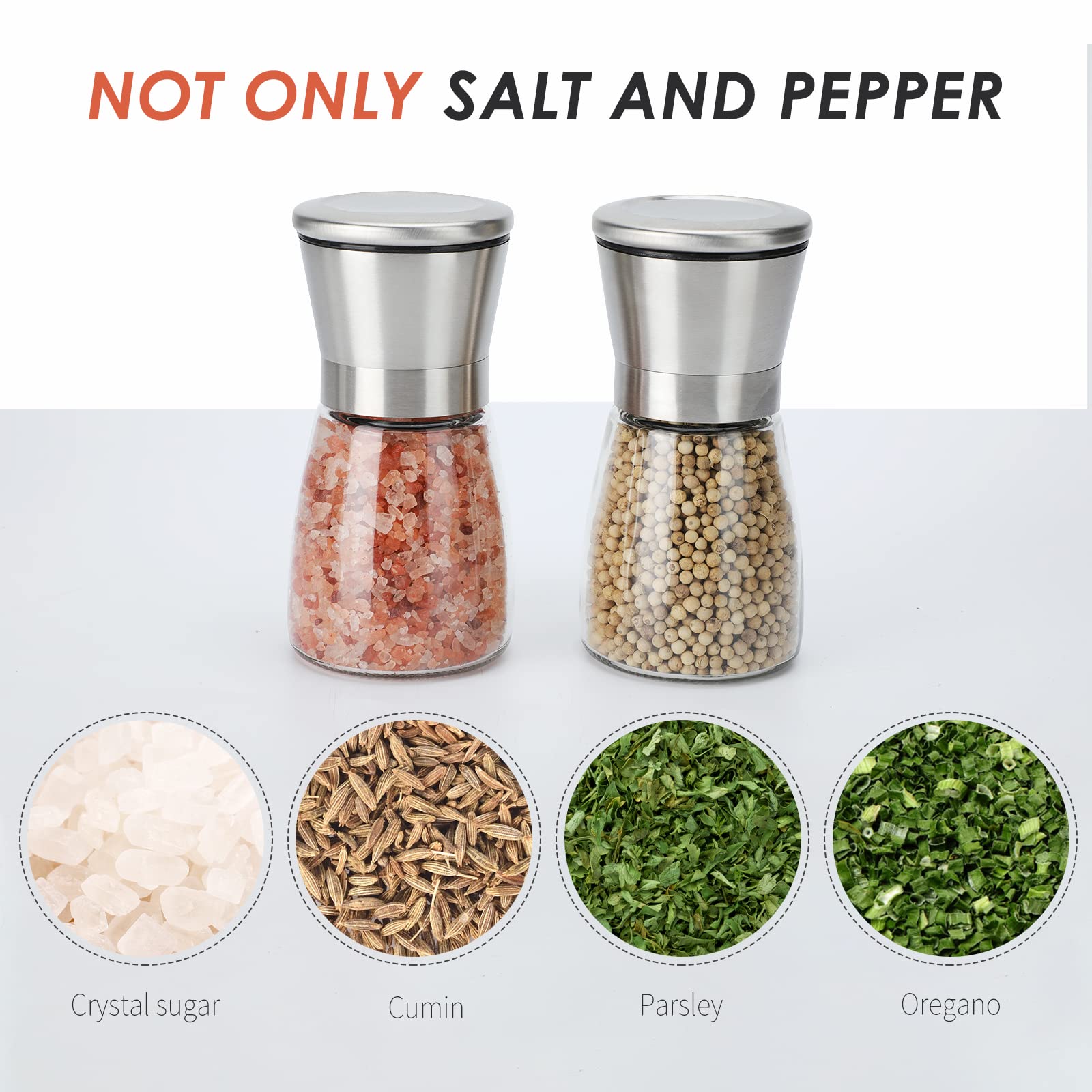 Ebaco salt and pepper mills on table show modern kitchen style.