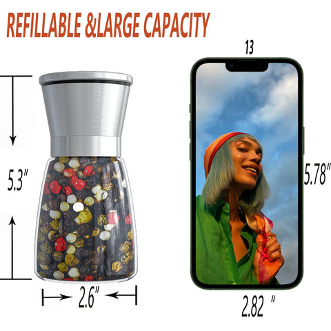 Ebaco pepper mill shown with stainless steel cap that resists rust.