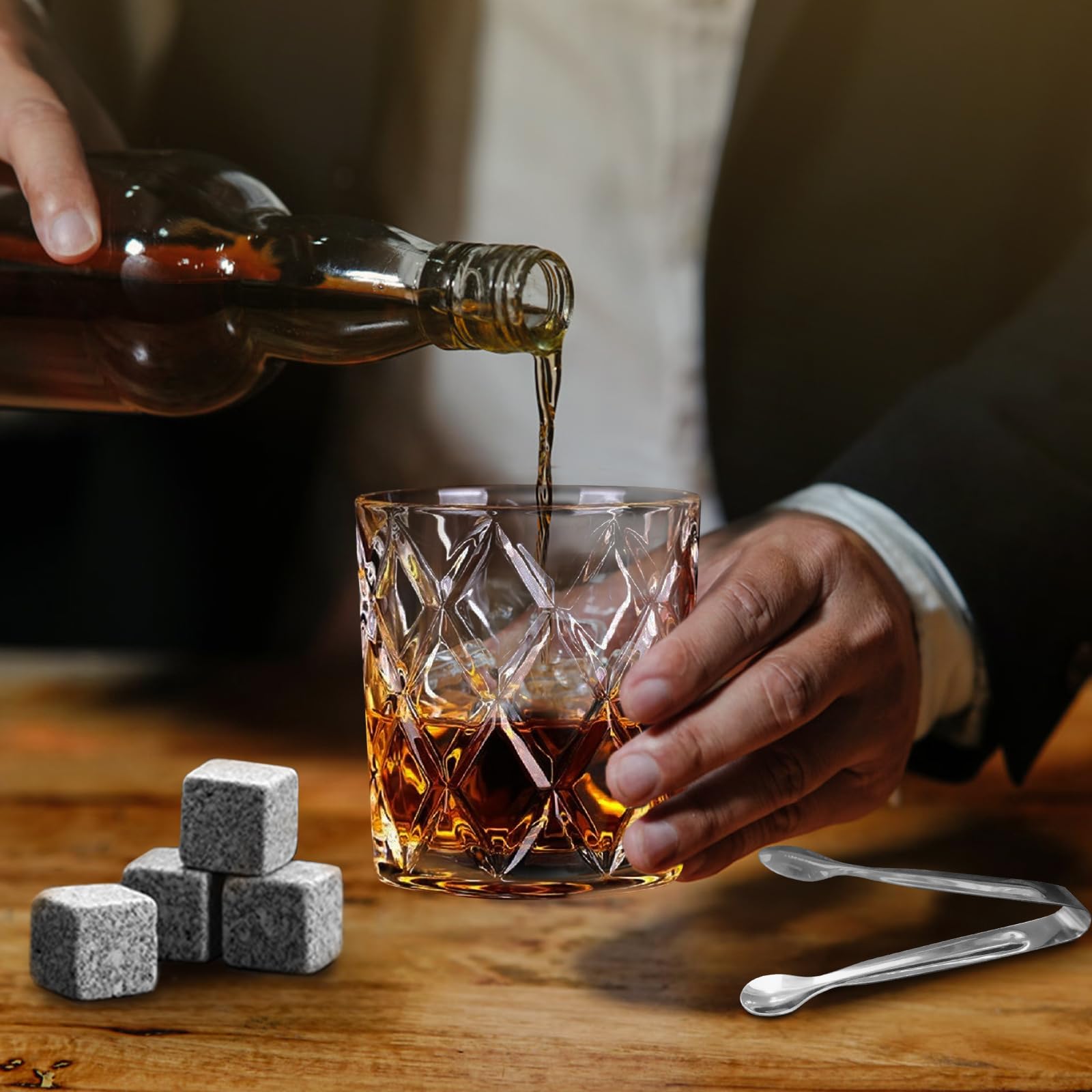 EBGRF whiskey stones tongs – easy placement into rocks glass
