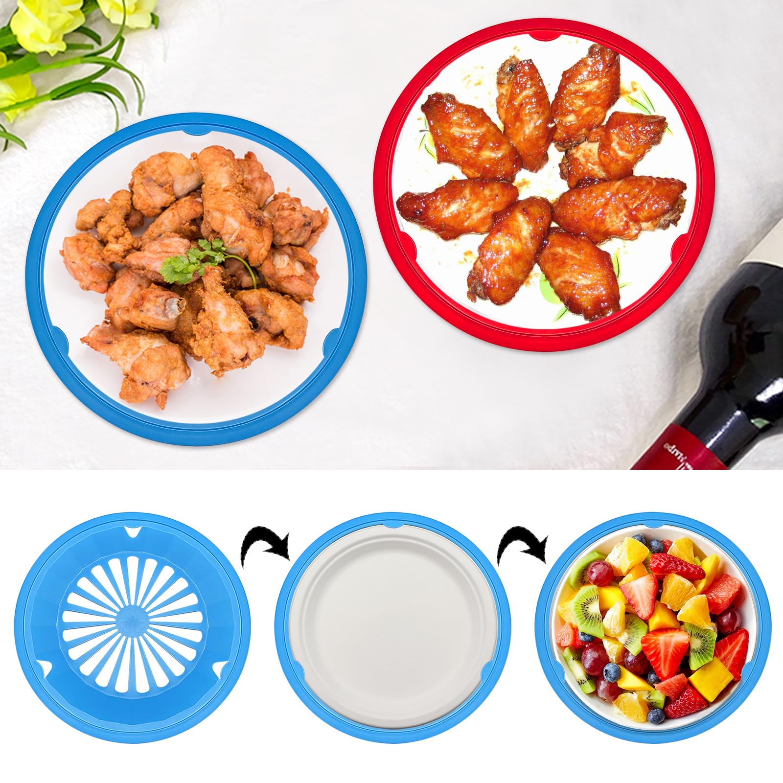 EBIGIC plate holders arranged in a picnic dining setup