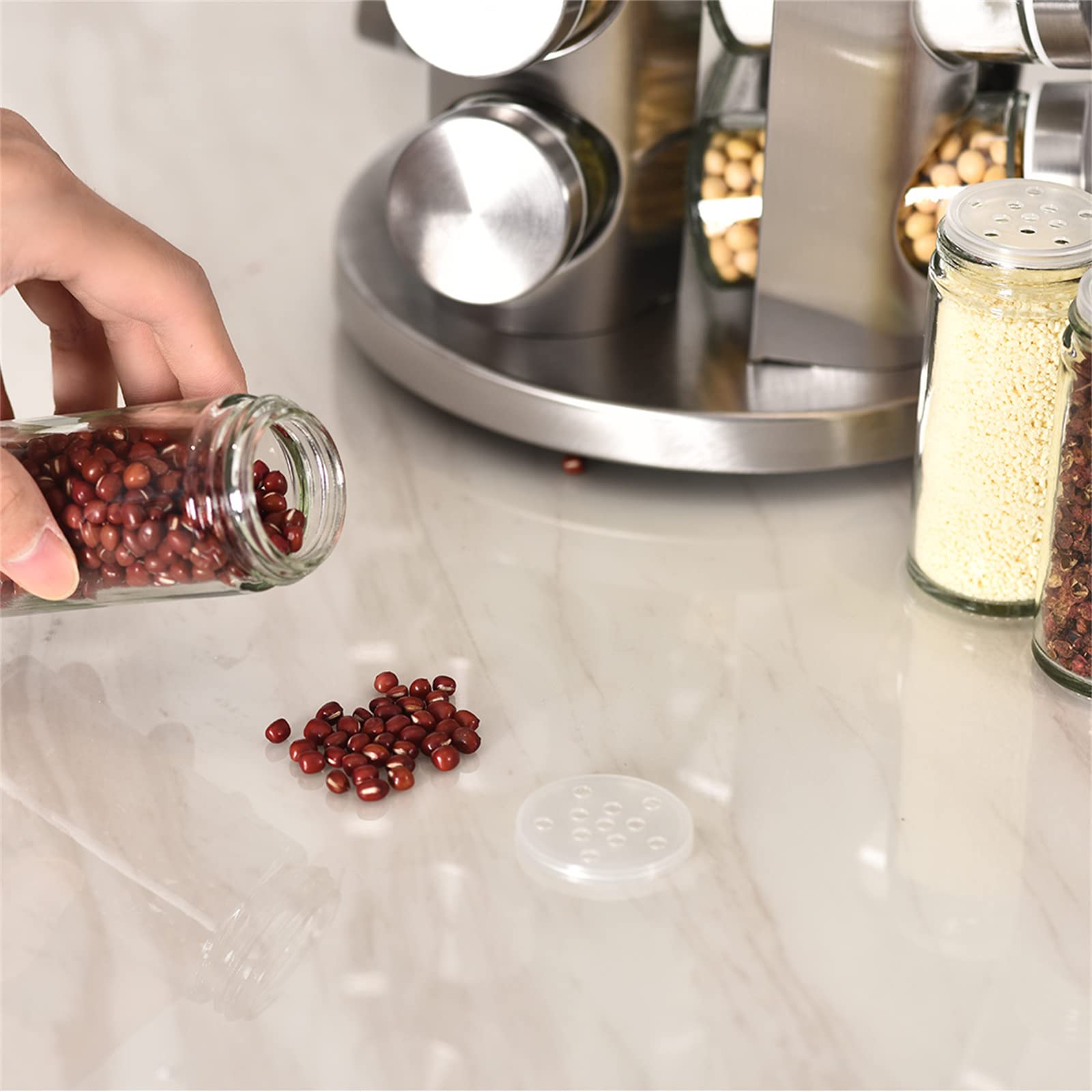 EBIZ&TECH empty jars ready for customizable spice storage setup.