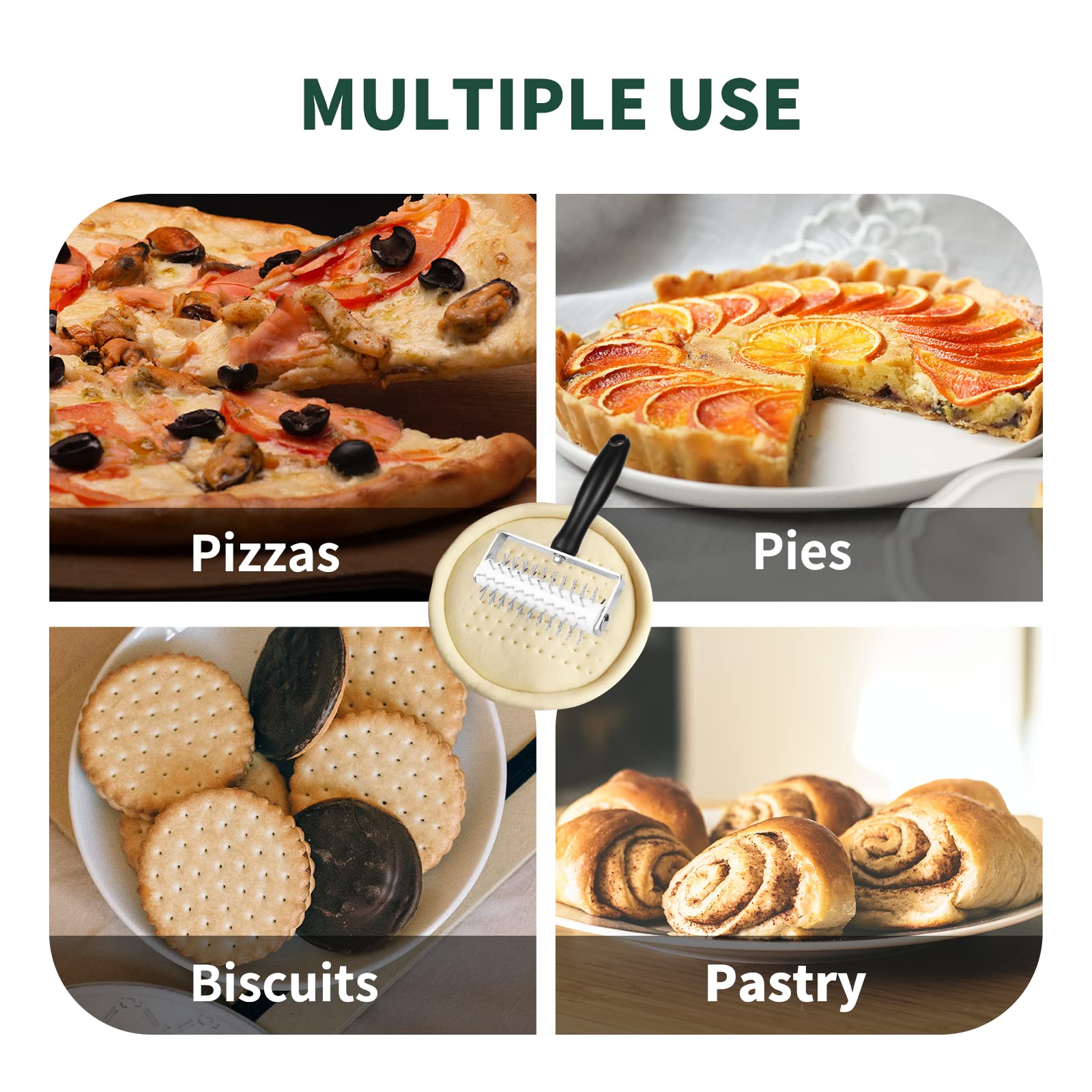 Ecavria pierce-and-roll gadget helps cookie and pie dough relax and bake evenly.