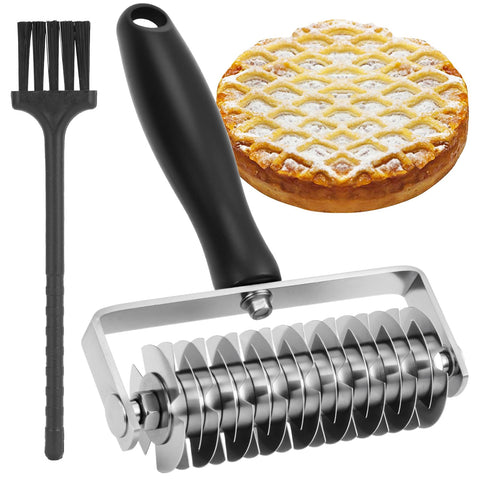 Ecavria pastry lattice roller in top view for precise lattice tops on pies.