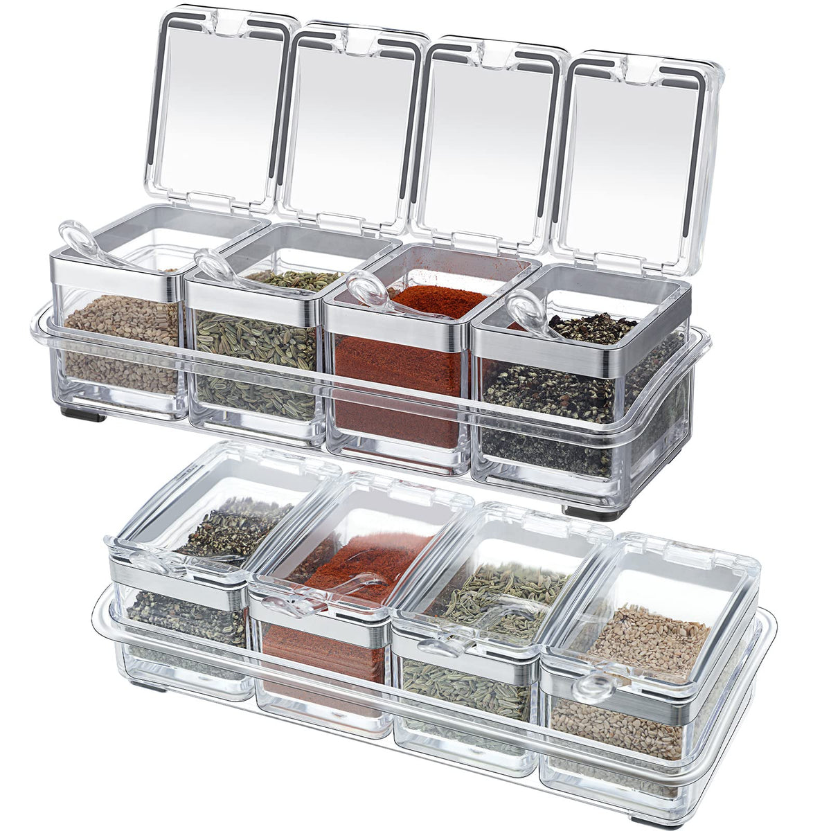 Eccliy 2-set acrylic seasoning organizer box for easy cooking access