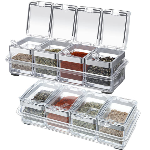 Eccliy 2-set acrylic seasoning organizer box for easy cooking access