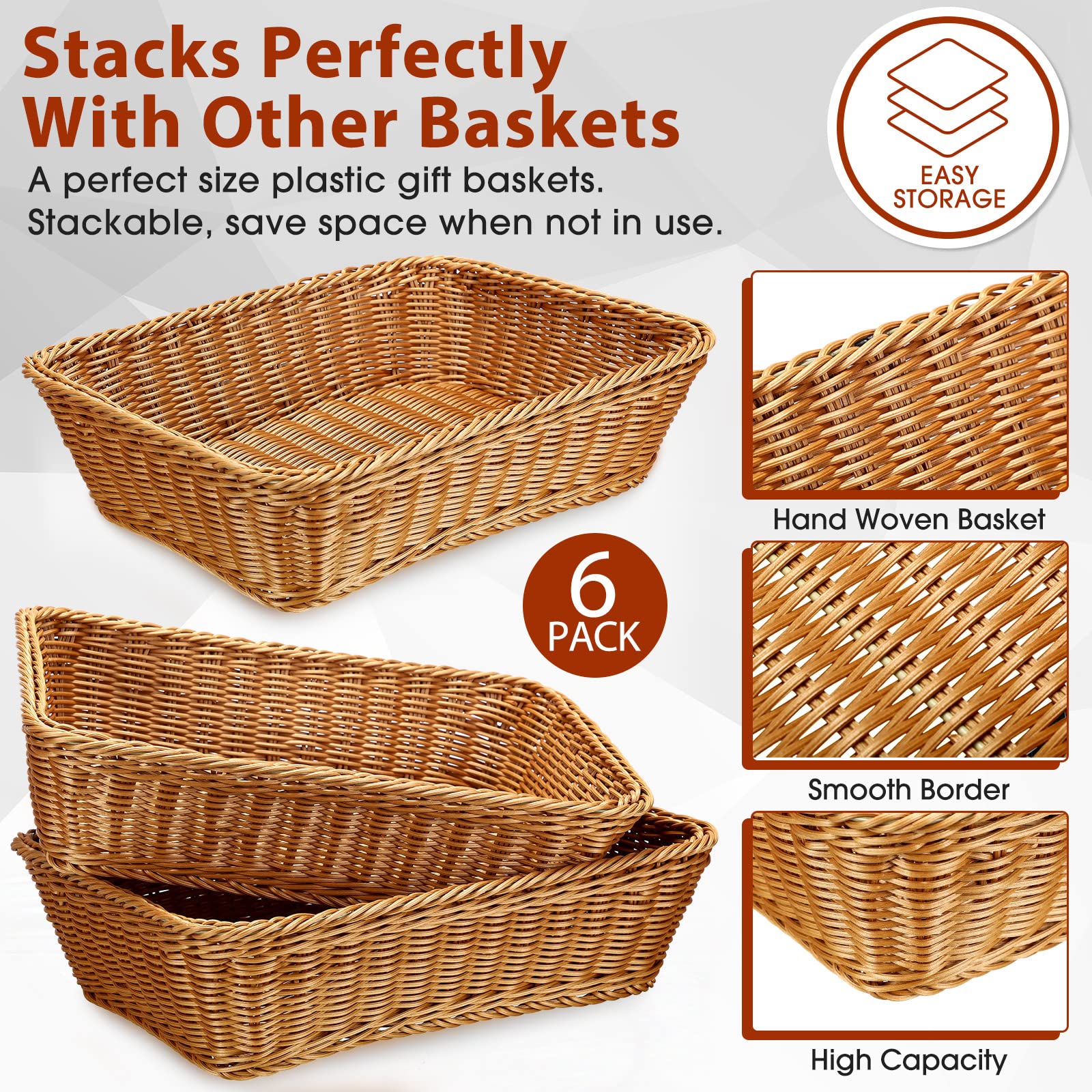 Eccliy brown wicker basket with wood-like finish for versatile use.
