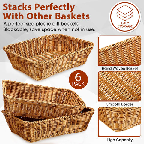 Eccliy brown wicker basket with wood-like finish for versatile use.