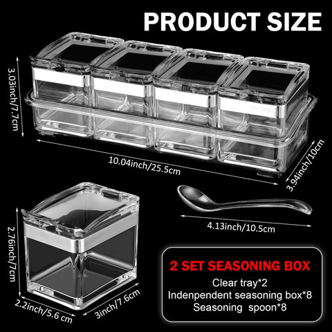 Eccliy clear spice container with lid and spoon set for quick measuring