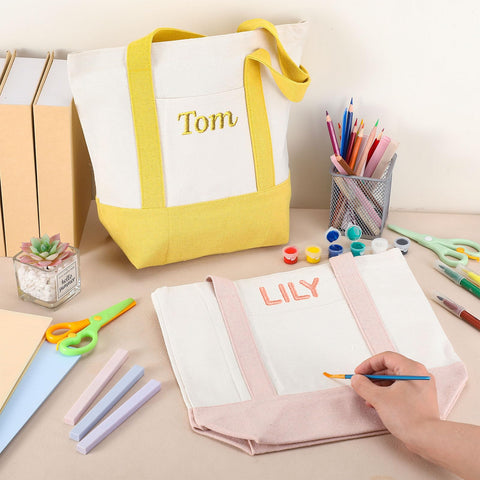 Eccliy mini canvas tote green with detailed stitching, sturdy daily companion