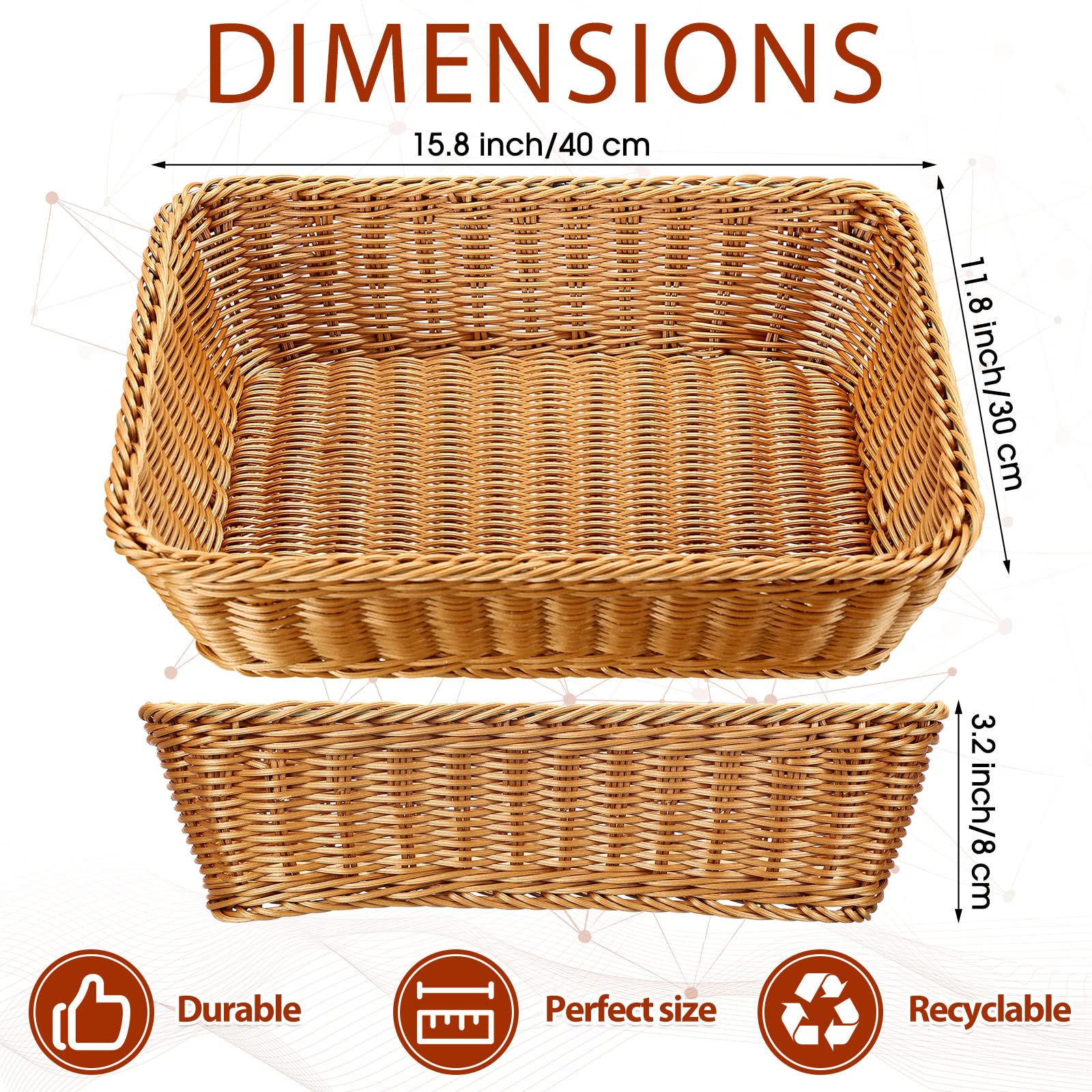 Eccliy poly wicker basket with reinforced rim for durable serving.