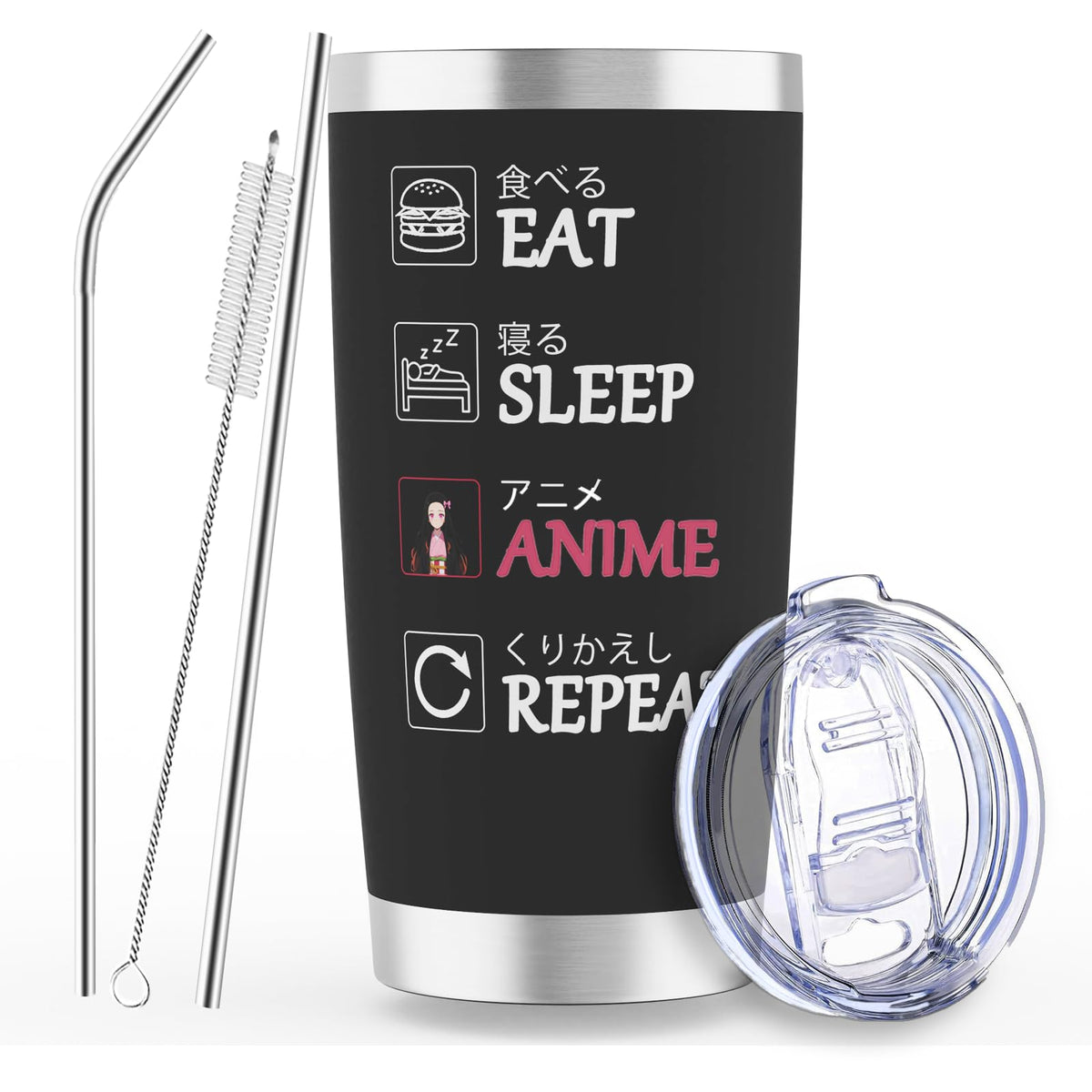 EchoMaven 20oz anime tumbler with lid-straw, ideal for commuting and outings