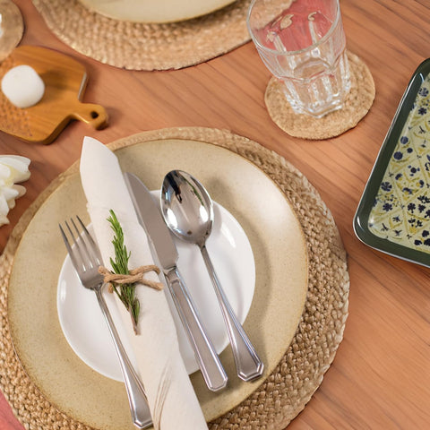 Eight-piece Eco Crave placemats set displayed on a dining table