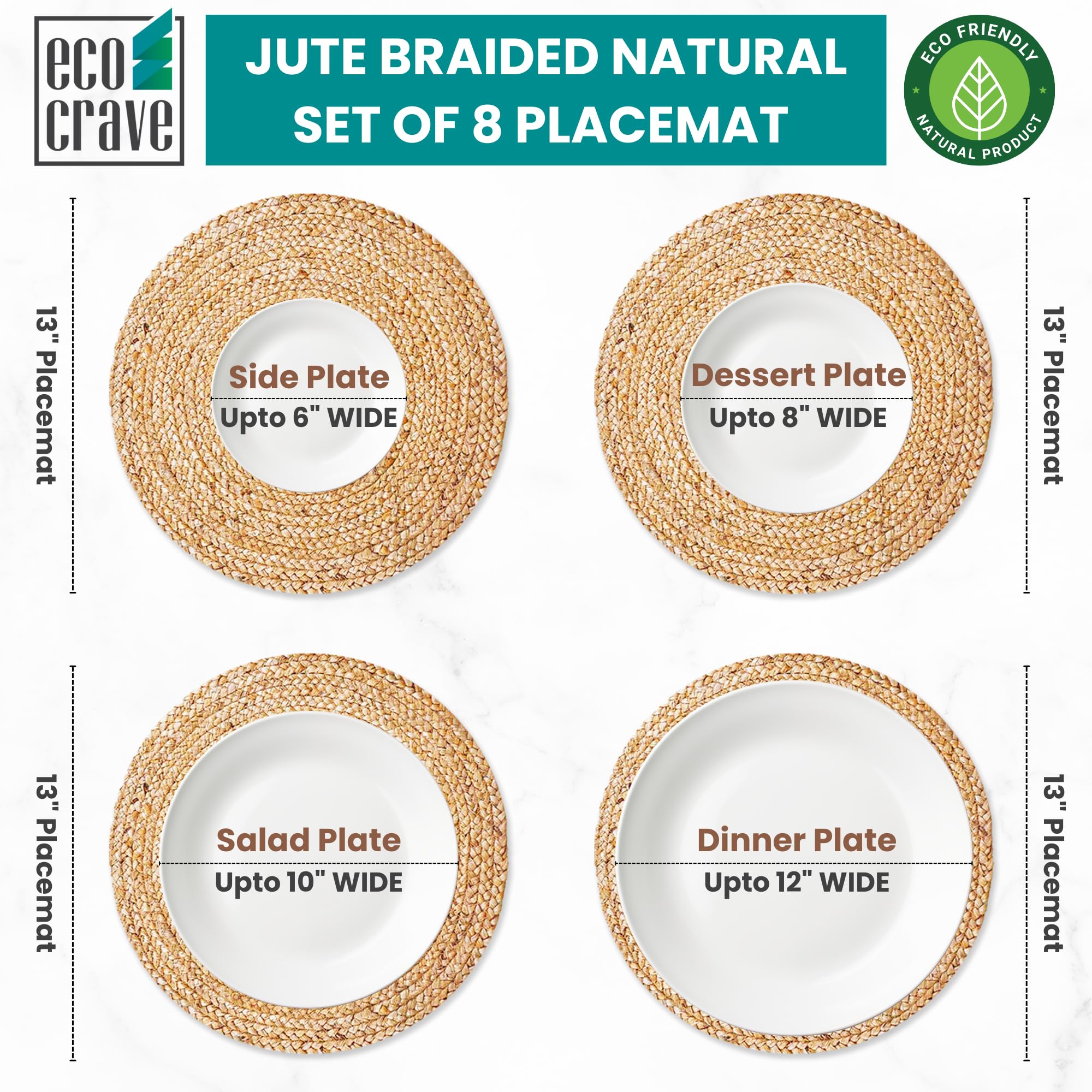 Indoor and outdoor dining with Eco Crave round jute placemats