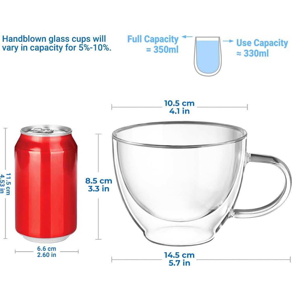 ecooe clear borosilicate coffee mug with handle preserves cold drinks.