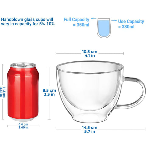 ecooe clear borosilicate coffee mug with handle preserves cold drinks.