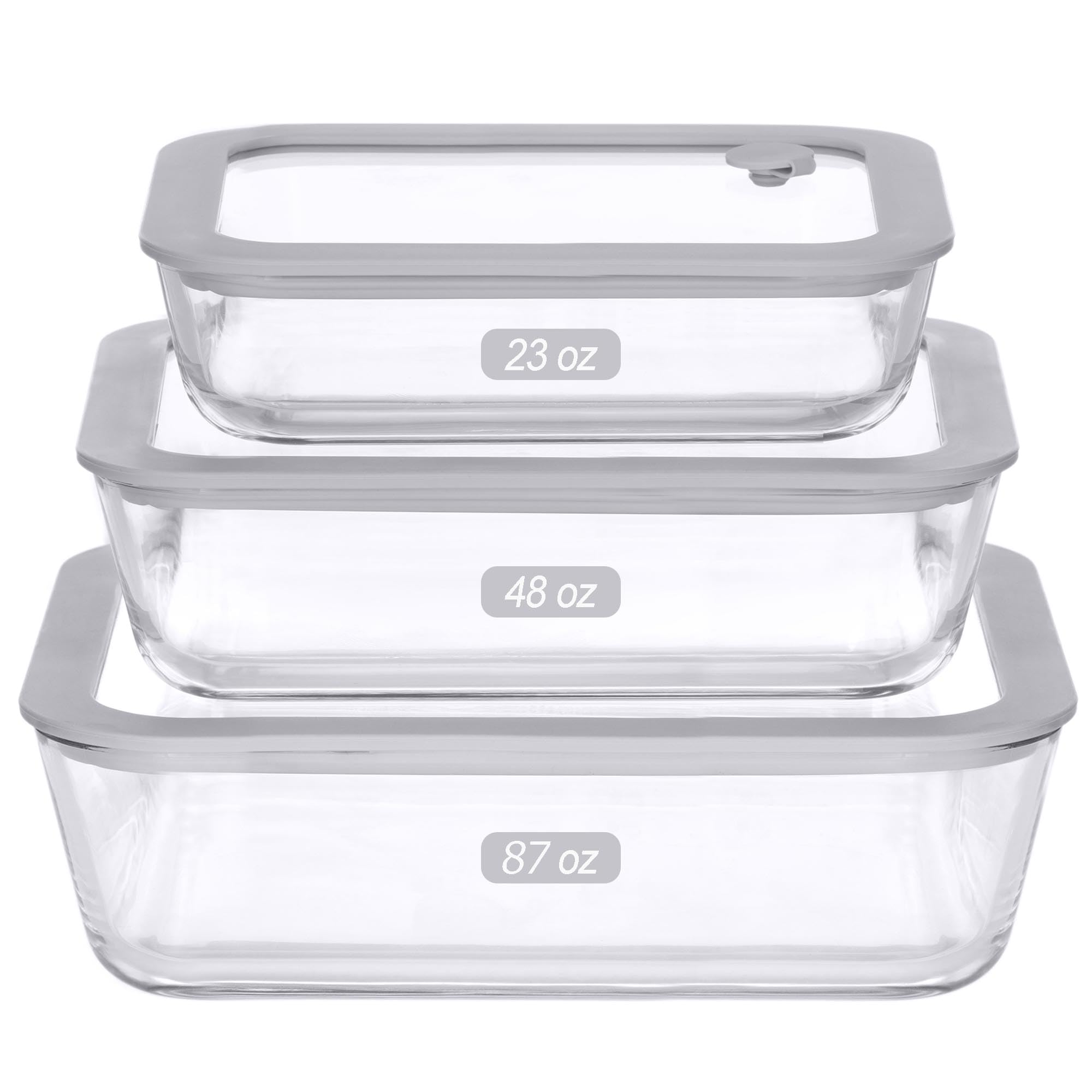 EcoEvo glass rectangular 87oz container with silicone-framed lid for meal prep and freshness