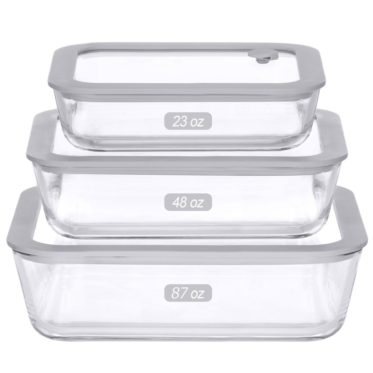 EcoEvo glass rectangular 87oz container with silicone-framed lid for meal prep and freshness