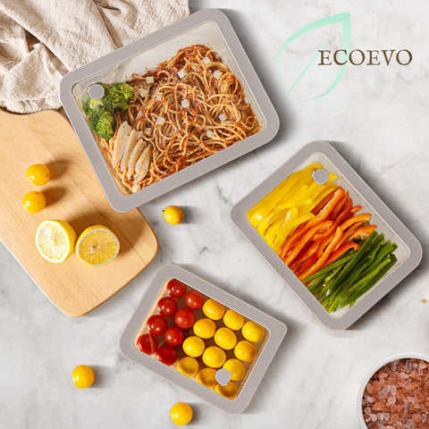 EcoEvo round 55oz container with silicone-framed lid for bulk prep