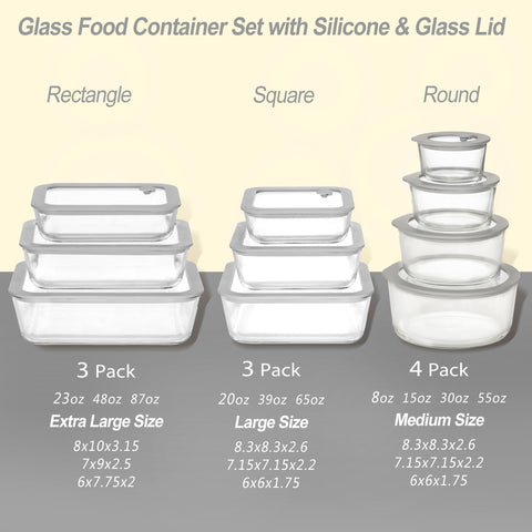 EcoEvo glass square 65oz container with clear view and silicone frame