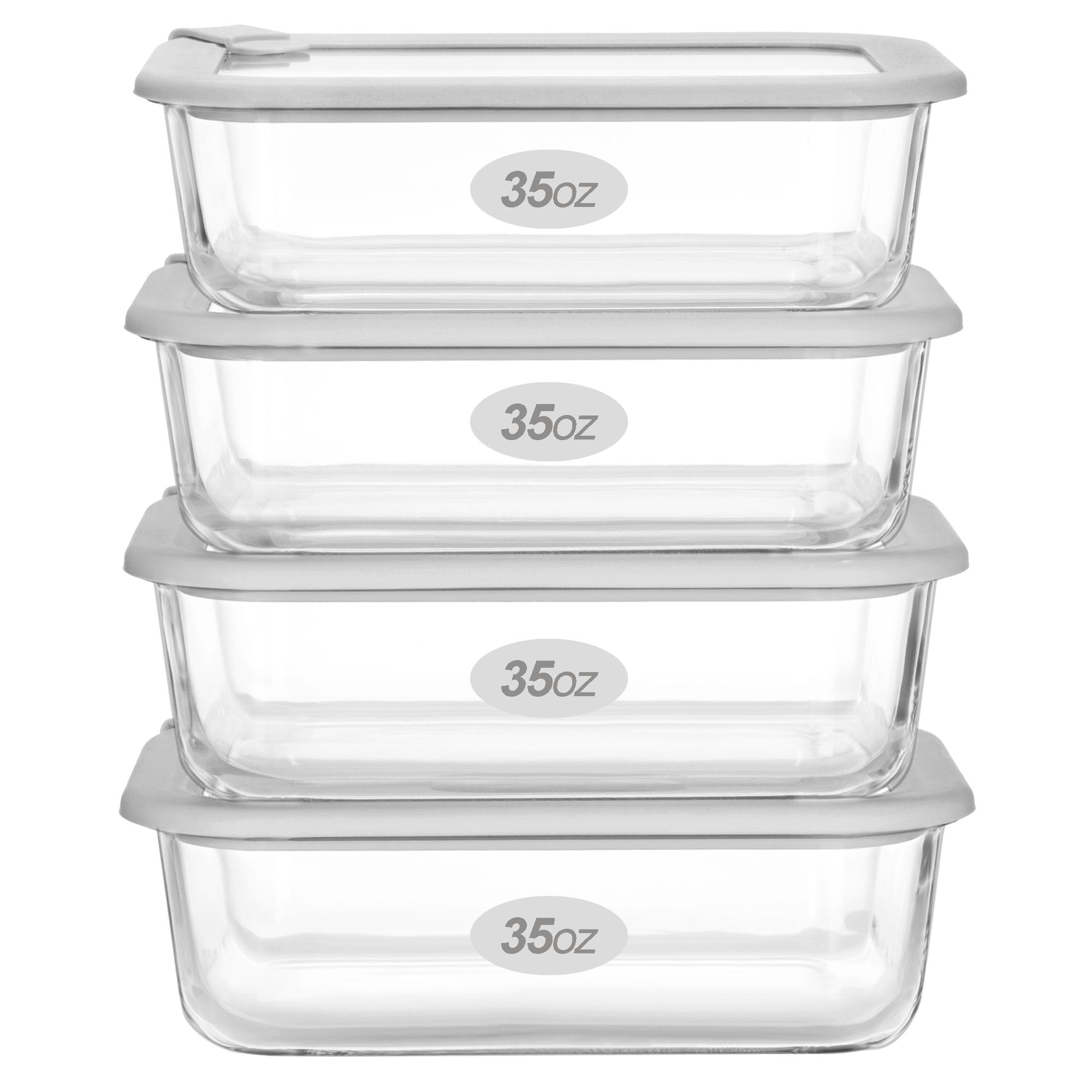 EcoEvo rectangle 50oz glass container with lid for large meals and freshness.