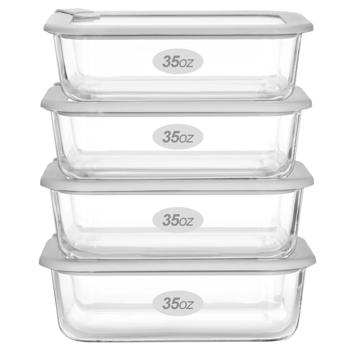 EcoEvo rectangle 50oz glass container with lid for large meals and freshness.