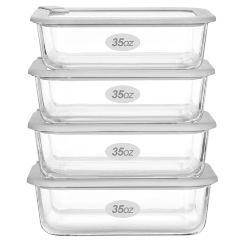EcoEvo rectangle 50oz glass container with lid for large meals and freshness.