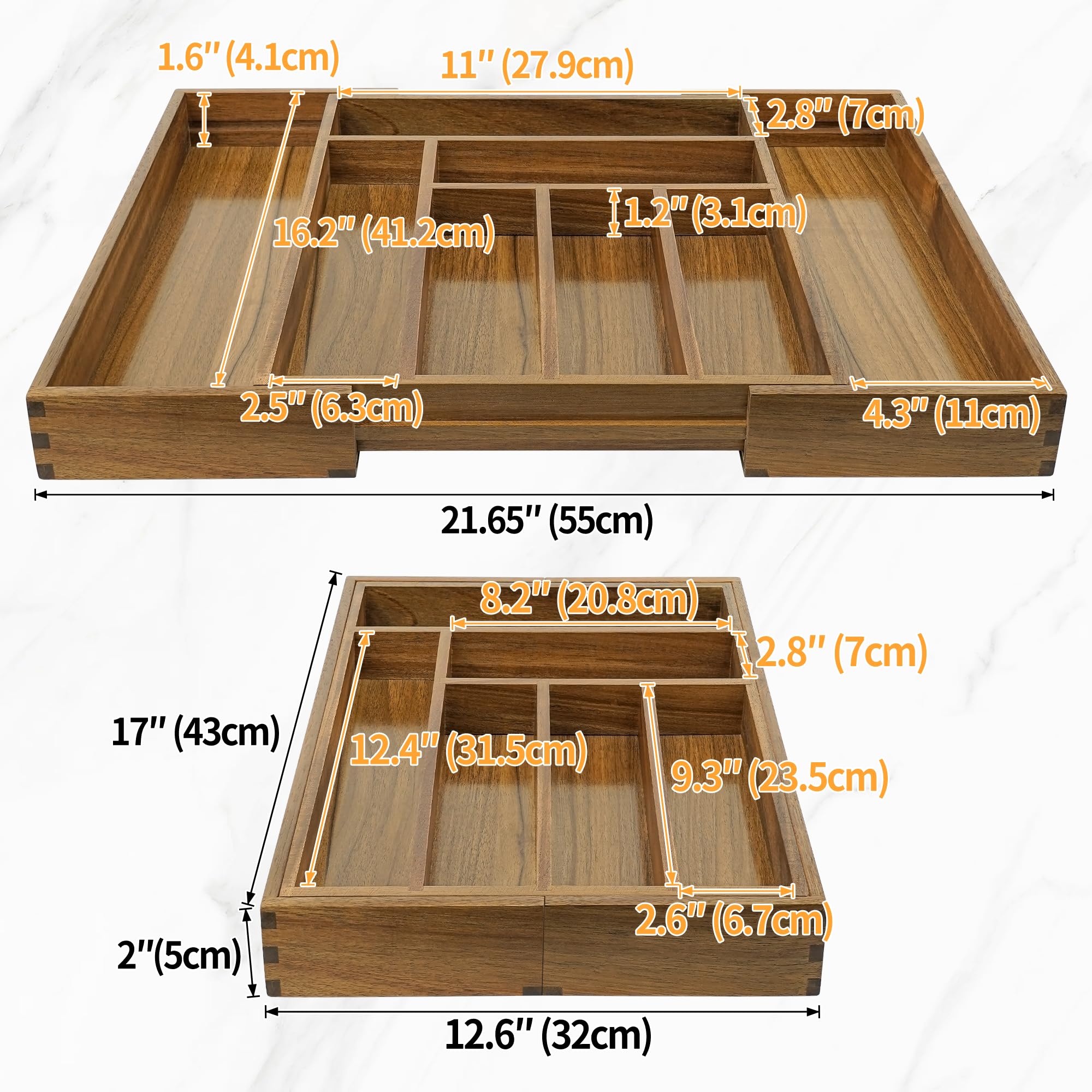 EcoFives acacia makeup organizer for cosmetics in vanity drawers.