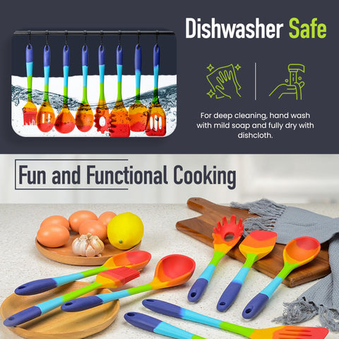 EcoGadgetz rainbow spatula set ergonomic non slip handle design