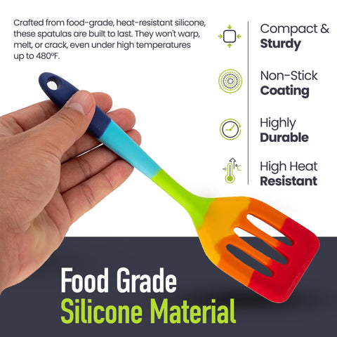 EcoGadgetz rainbow spatula set flexible edge protects cookware during use