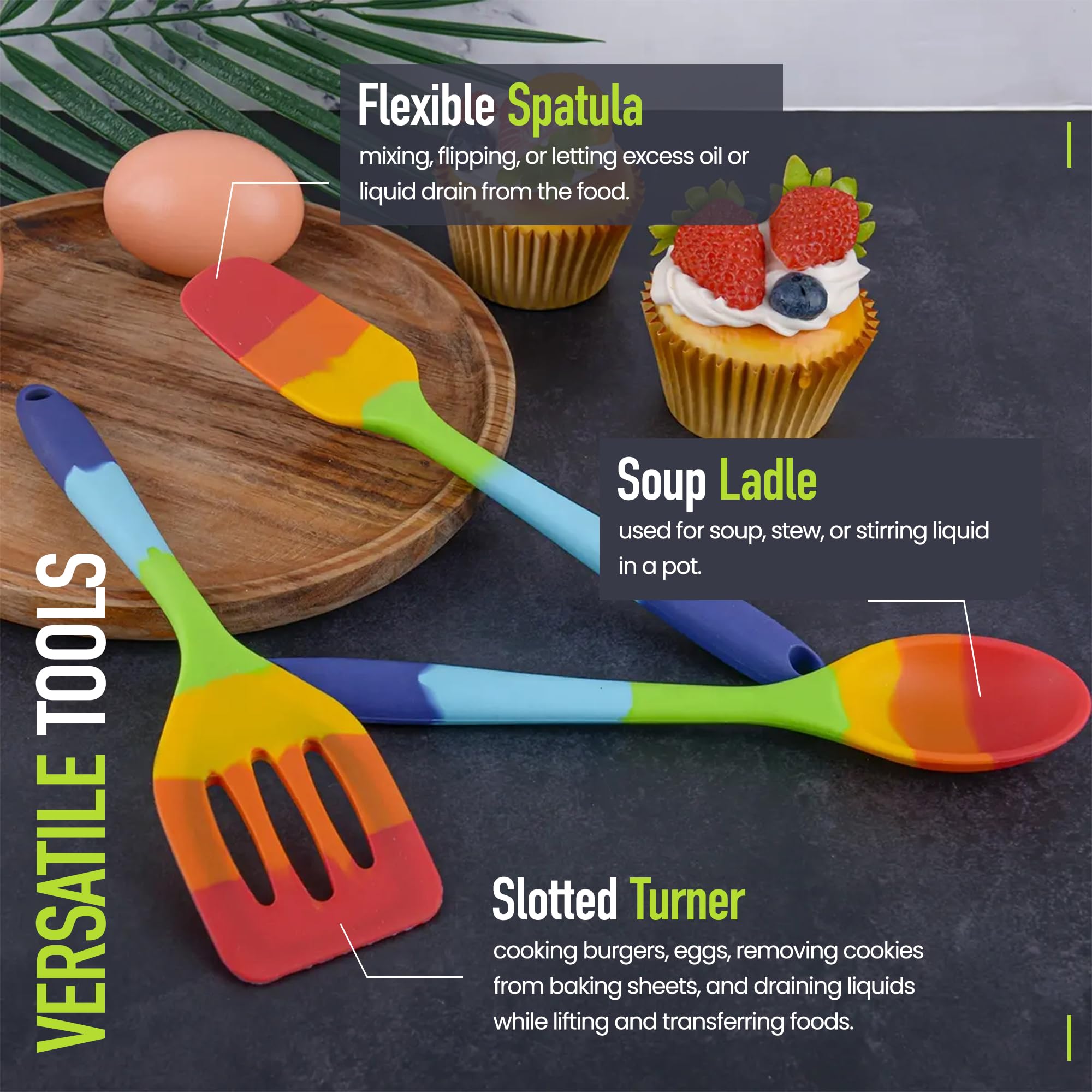 EcoGadgetz rainbow spatula set silicone brush for even spreading