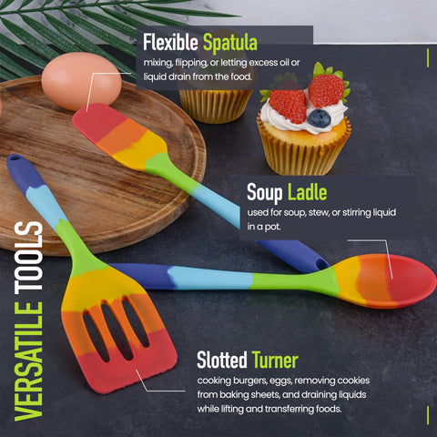EcoGadgetz rainbow spatula set silicone brush for even spreading