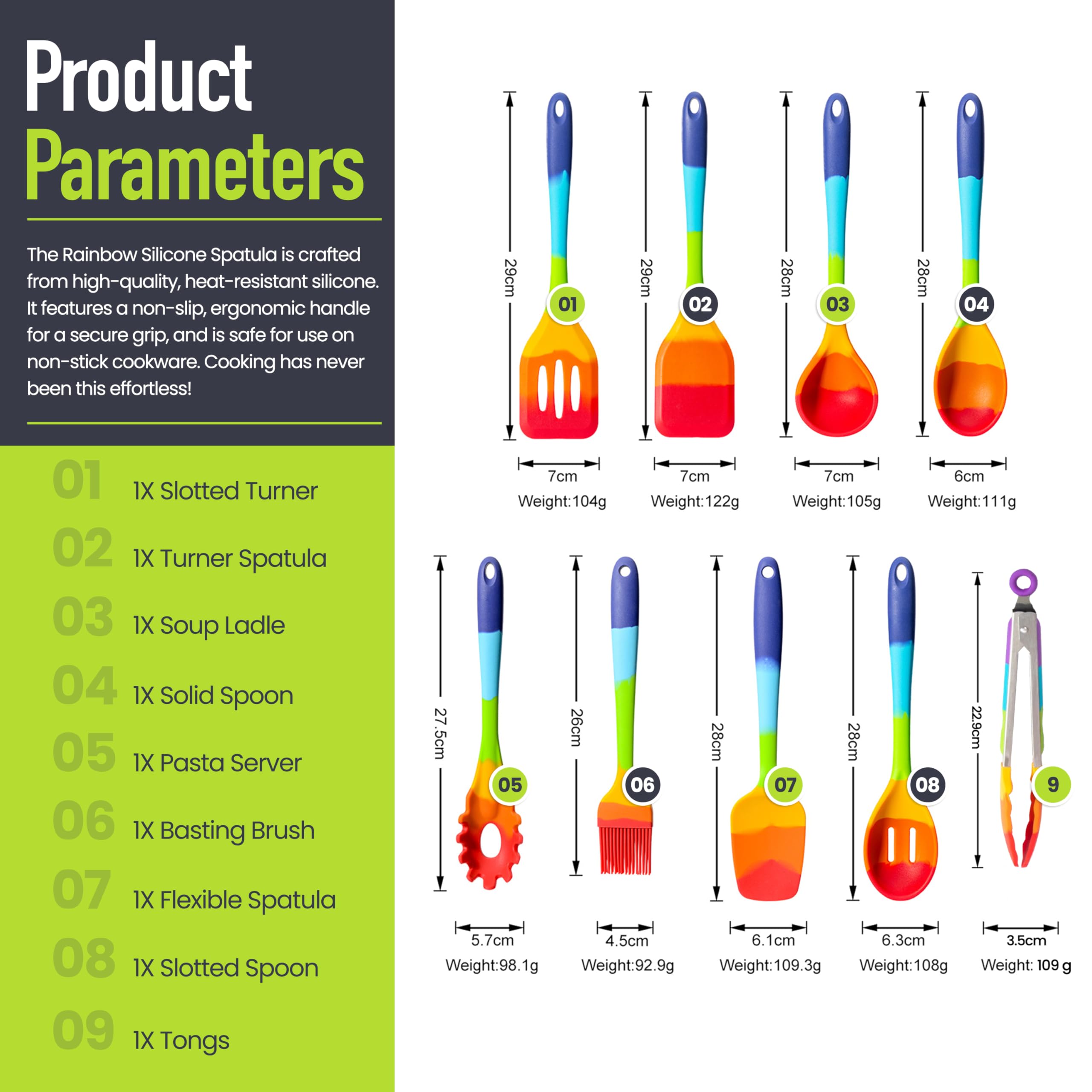 EcoGadgetz rainbow spatula set silicone spoon for gentle stirring in bowls