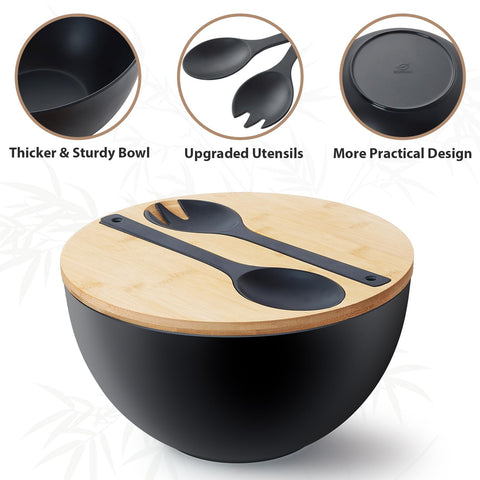 ECOHAGOU salad bowl lid slot design keeps tongs handy.