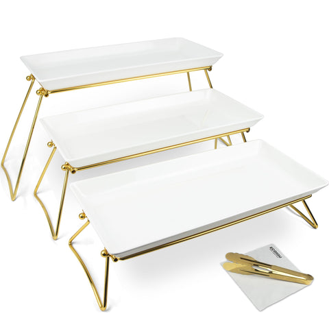 ECOIOU extra-large 3-tier serving tray stand for stable, elevated dessert display.