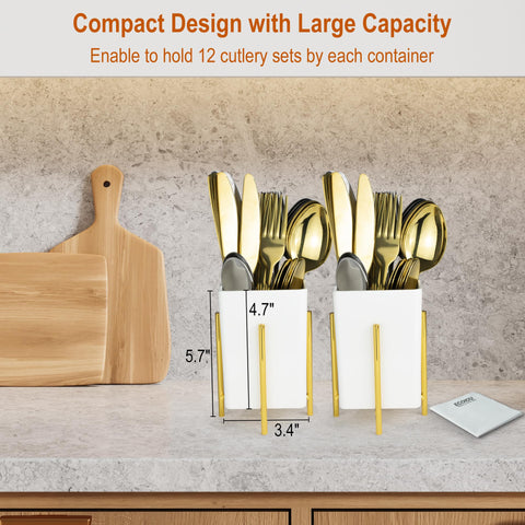 Sleek white and gold design blends with most decors for gatherings.