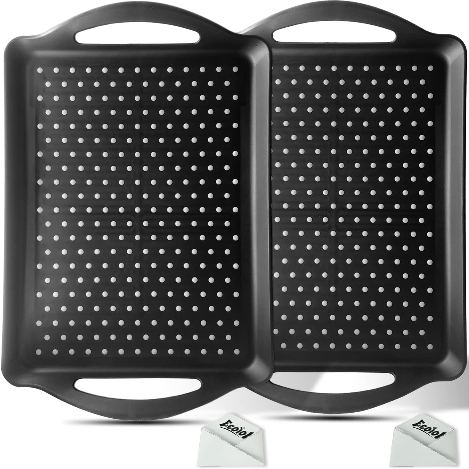 ECOIOU non-slip tray with handles in black, ideal for serving breakfast in bed.