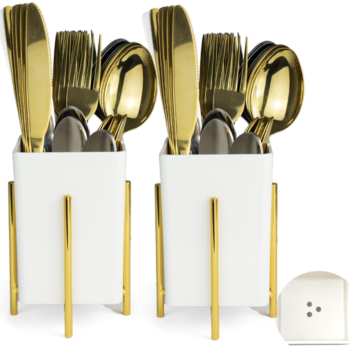 ECOIOU silverware caddy with drain holes keeps cutlery dry after washing.