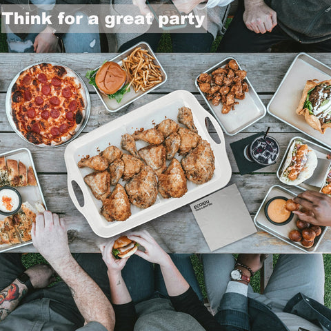 ECOIOU sturdy 0.25 inch edge tray contains spills.