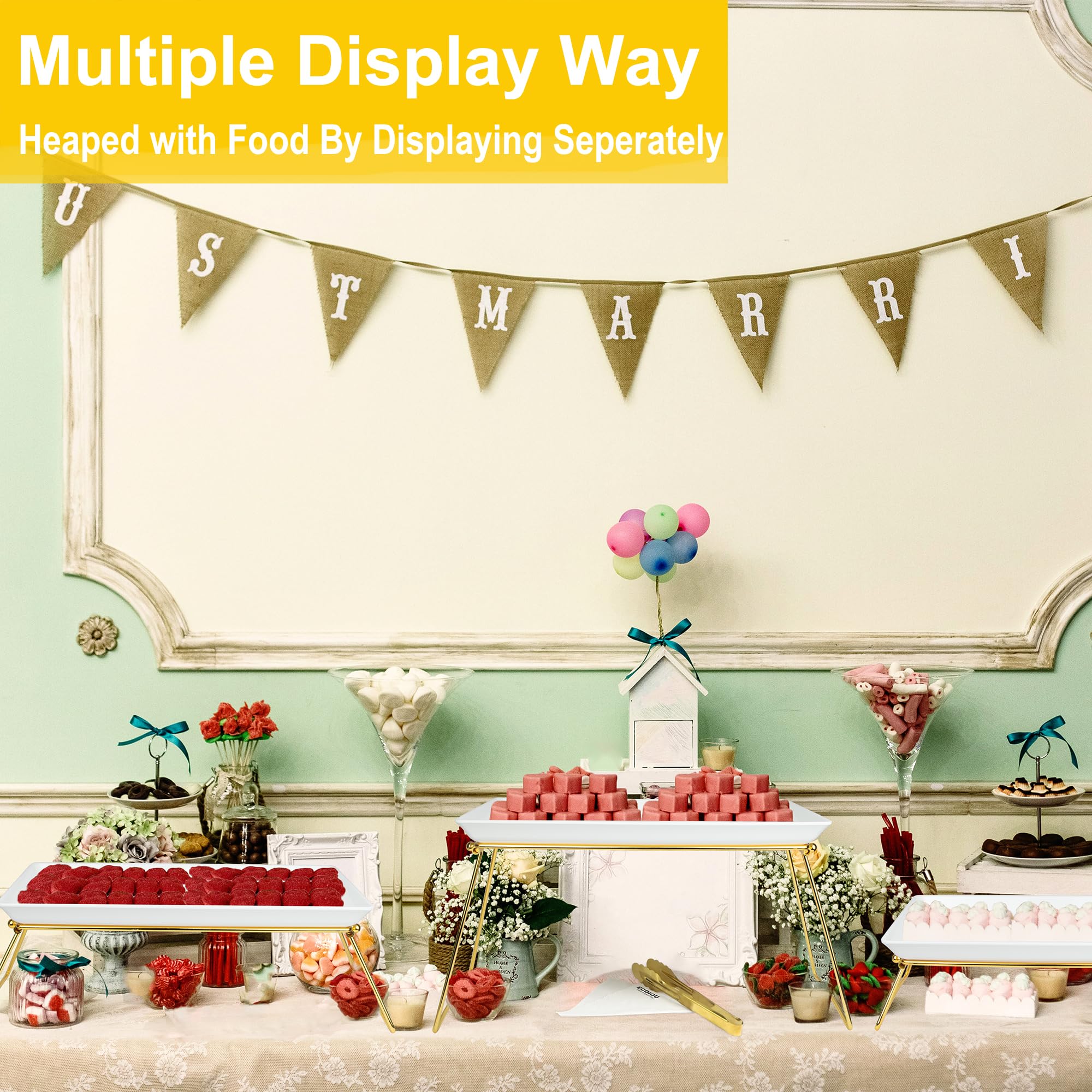 ECOIOU sturdy centerpiece display elevates food presentation at any event.