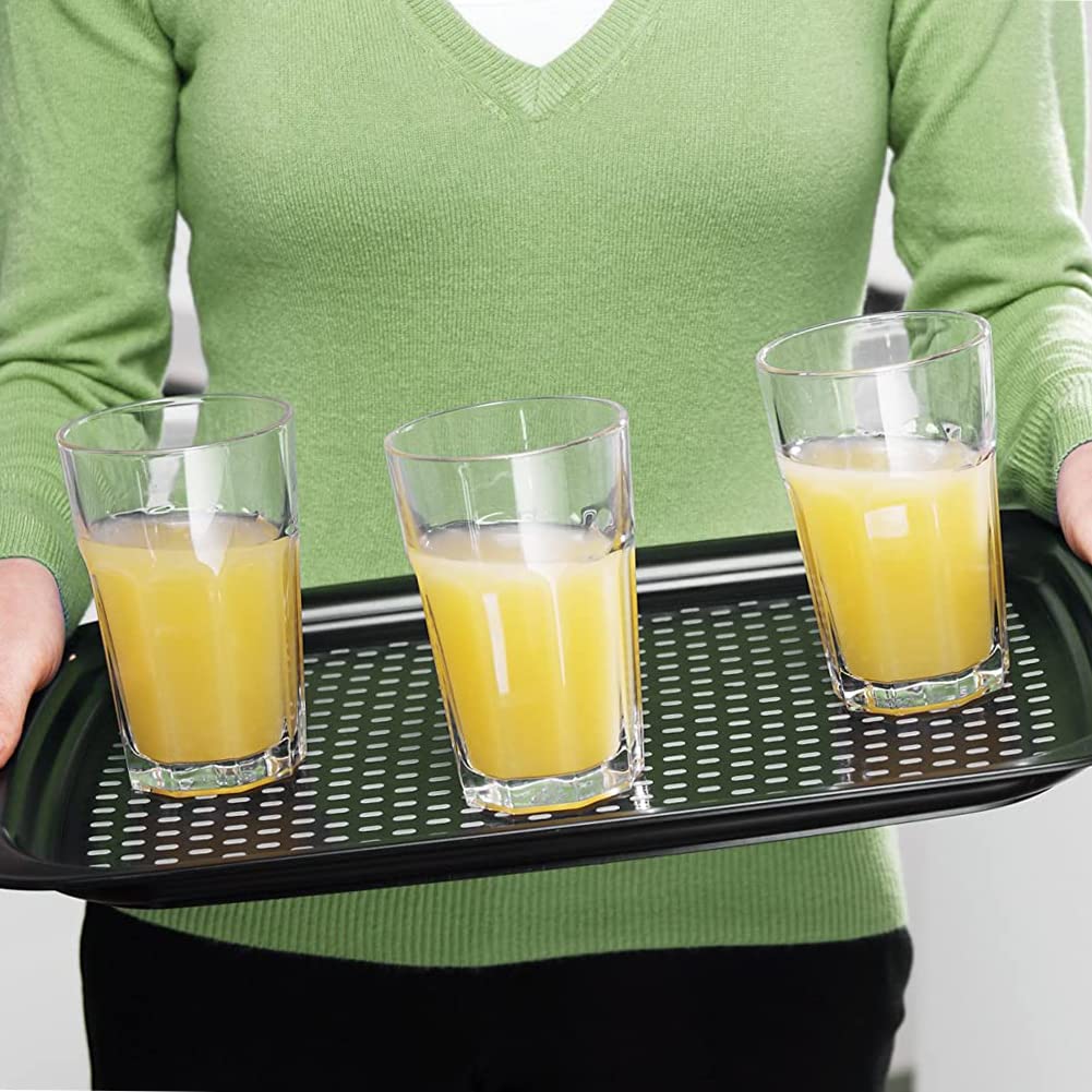 ECOIOU black rectangle tray with built-in handles for easy carrying.