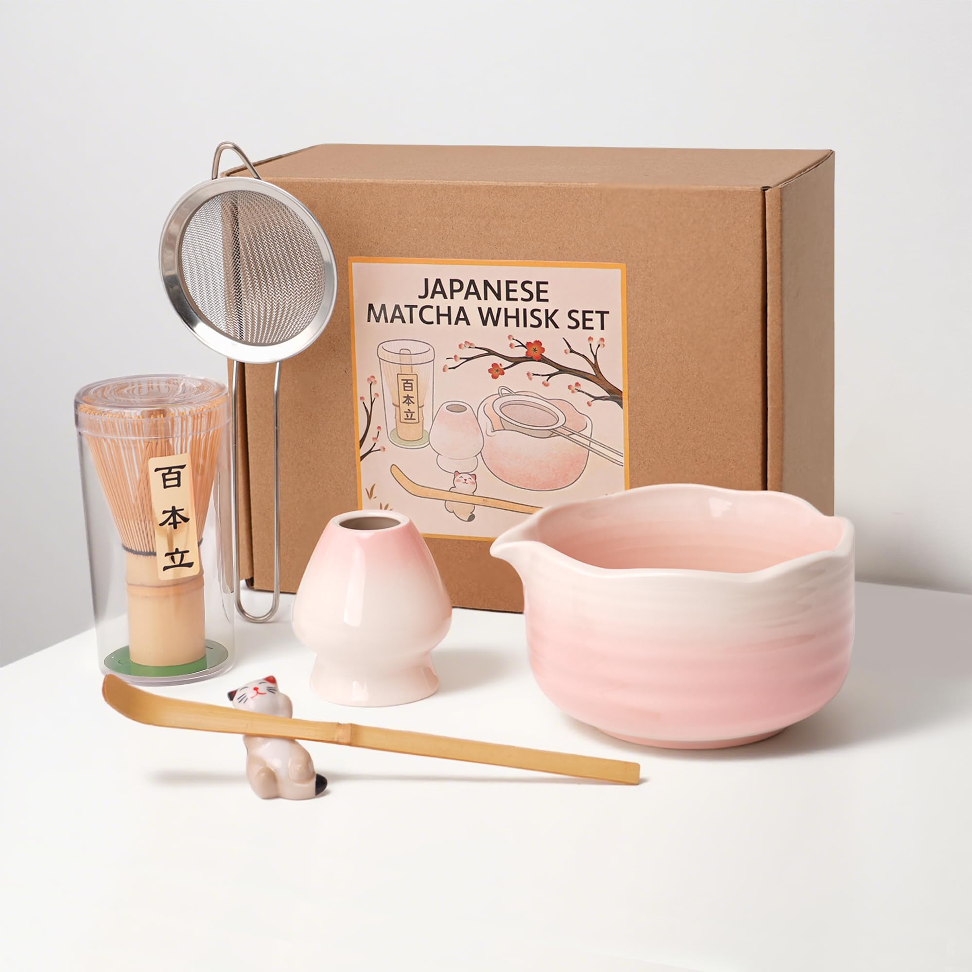 ECOLEMON pink matcha bowl with spout for easy pouring and heat retention.