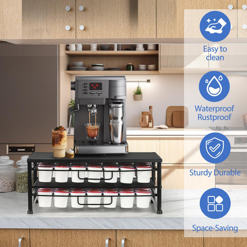 ECOLOVI K Cup Holder sturdy metal frame supports your coffee setup with stability.