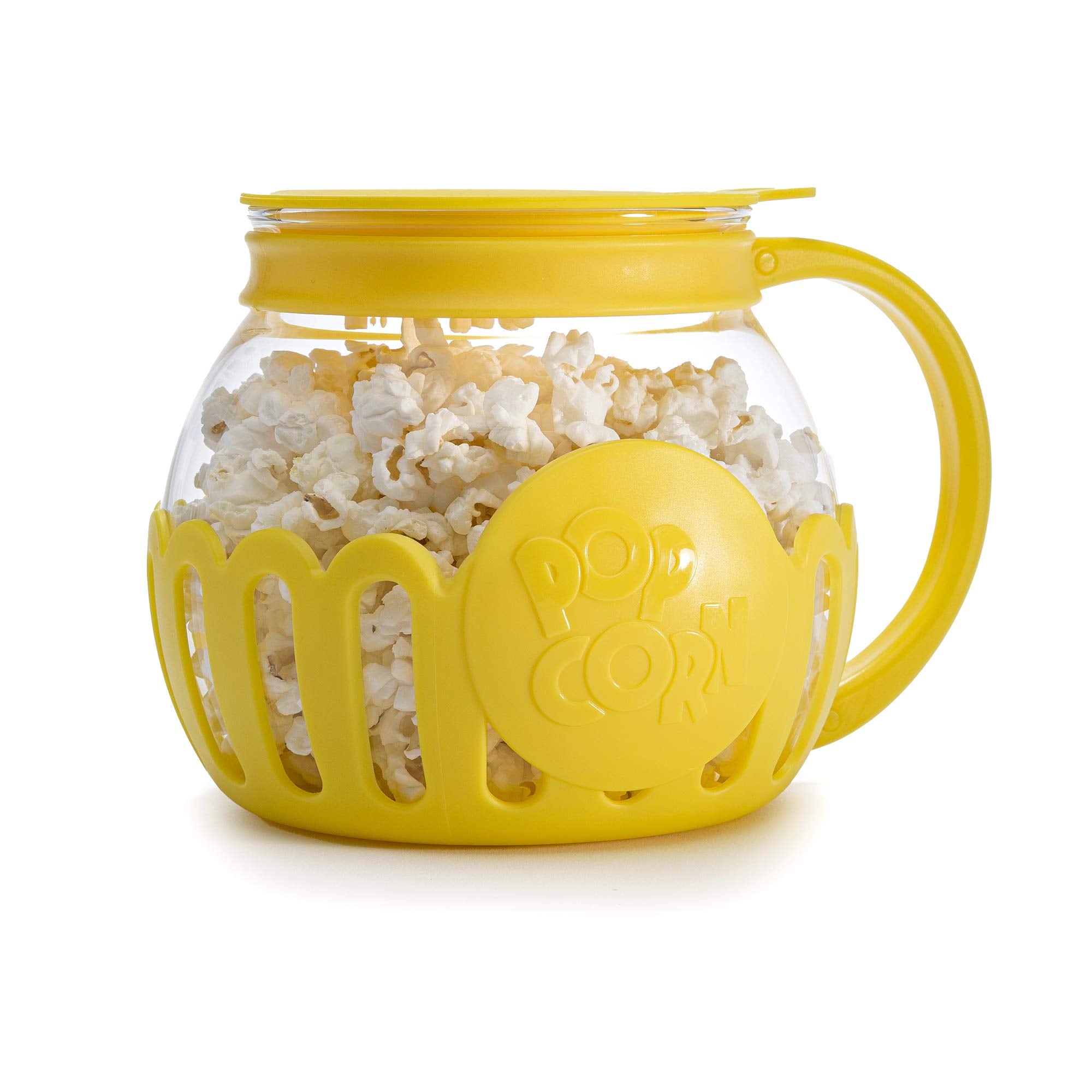Ecolution Micro-Pop yellow popcorn popper with glass body for oil-free popping